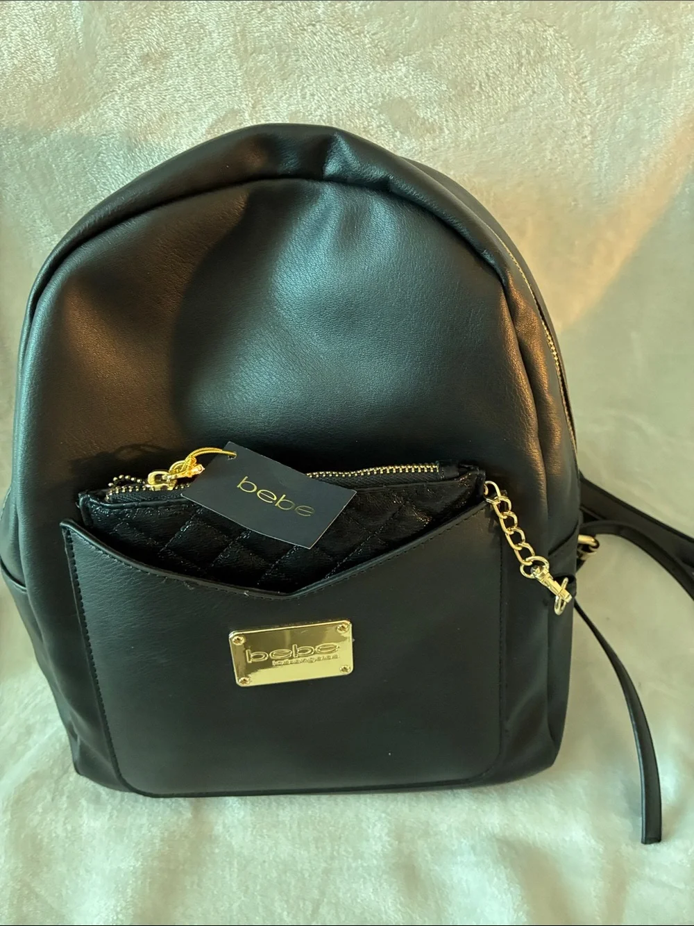 bebe Black Quilted Crossbody with Matching Black Backpack